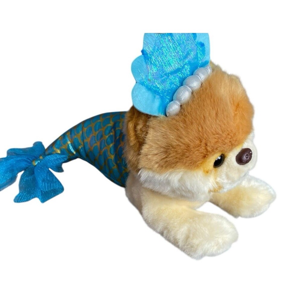 GUND Boo Mermaid Plush Stuffed Animal Shimmer Tail Crown Dog Toy Blue